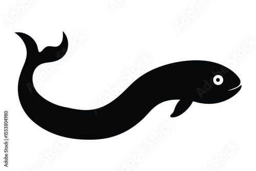 Hag fish smooth body silhouette vector illustration.