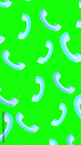 Telephone Symbols Pattern Animation with Chroma Key Green Screen. Loop-ready Stop Motion. Perfect for vertical overlays and motion backgrounds.