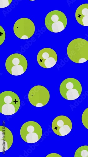 Plus One Symbols Pattern Animation with Chroma Key Blue Screen. Loop-ready Stop Motion. Perfect for vertical overlays and motion backgrounds.