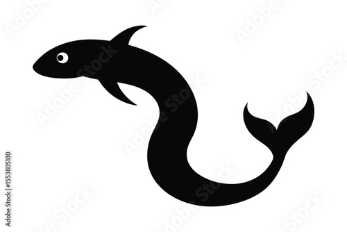 Hag fish underwater creature silhouette vector illustration.