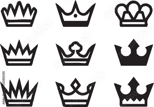 crown icon set. A collection of curved.