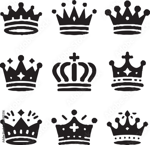 crown icon set. A collection of curved.