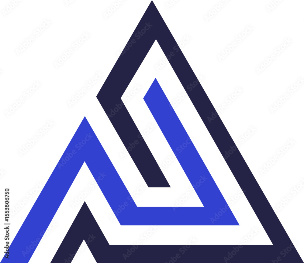 Triangular logo icon with an abstract composition forming a labyrinth Triangular logo icon with an abstract composition forming a labyrinth