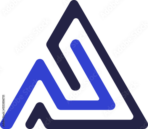 Triangular logo icon with an abstract composition forming a labyrinth with rounded corners