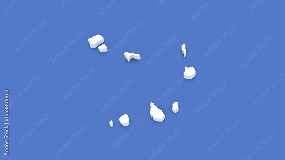 3d Animated Political Map Focusing on Cape Verde for News and Geopolitical Themes. With luma matte.