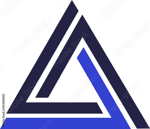 Two colors triangular logo icon with an abstract composition of intertwined and overlapping triangles