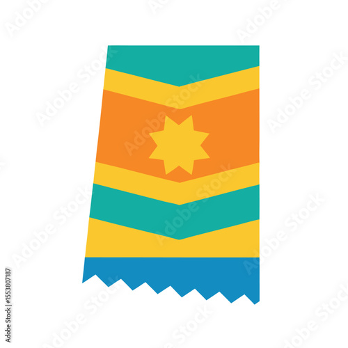 Geometric patterned beach towel spread for sunbathing Vector illustration