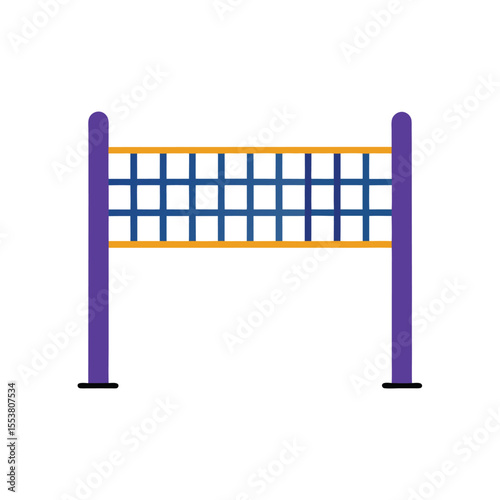 Beach volleyball net stretched between two poles Vector illustration