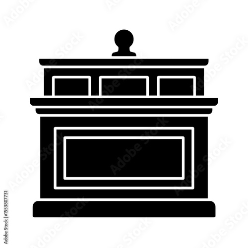 Judge’s bench icon symbolizing court authority and legal process – filled version