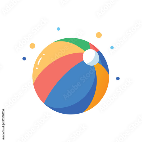 Colorful beach ball with dynamic bounce shadow Vector illustration