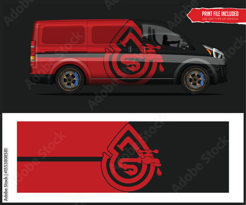 Plumbing Van Wrap Design Template Red and black