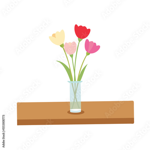 Vibrant bouquet of assorted fresh spring flowers on table vector art design 