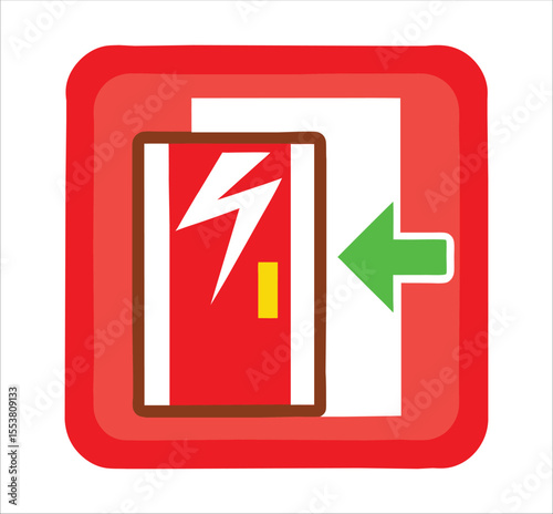 Emergency Exit Sign Running Man Fire Escape Safety Symbol Vector.

