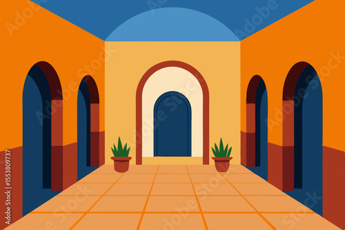 Ancient stone arches define the interior architecture of an old European church, showcasing religious art and intricate building design