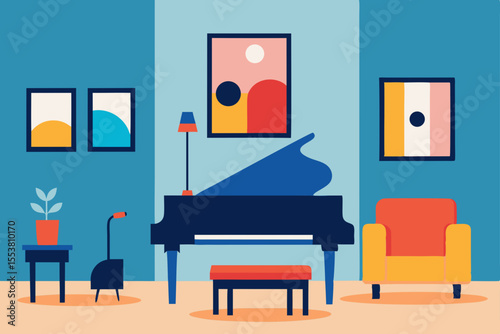 A luxurious grand piano graces a well-appointed room, blending musical artistry with elegant home interior design