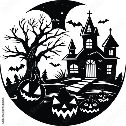 vector illustration of a halloween house