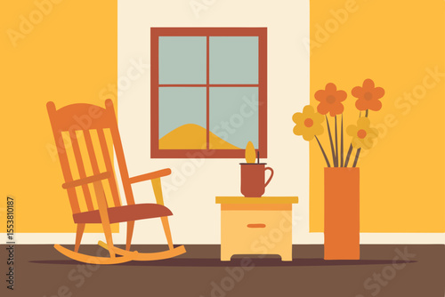 A luxurious home interior design scene featuring a wooden dining table, stylish chairs, and elegant decor by a large window