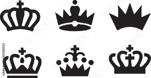 crown icon set. A collection of curved.
