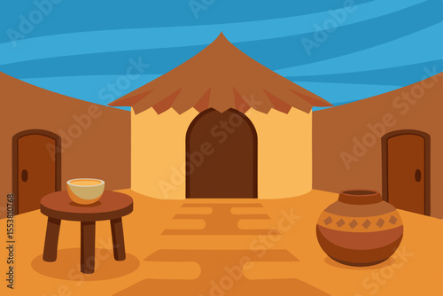 African Village Hut Illustration  Traditional Architecture and Culture