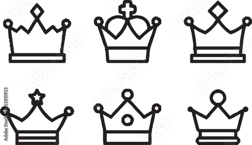 crown icon set. A collection of curved.