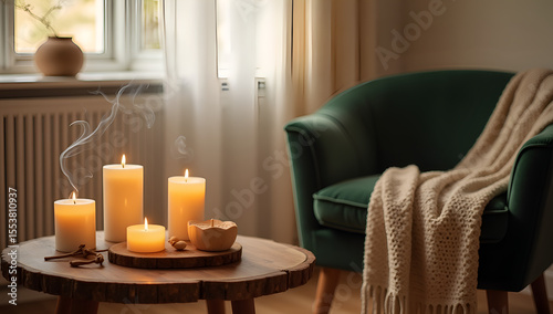 Sandalwood Aroma in Cozy Candle-Lit Room