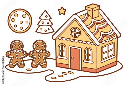 Homemade Christmas Cookies with House and Gift Designs