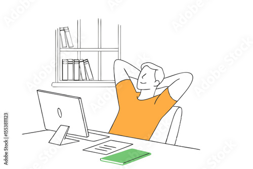 Office Worker Taking a Break Minimalist Design