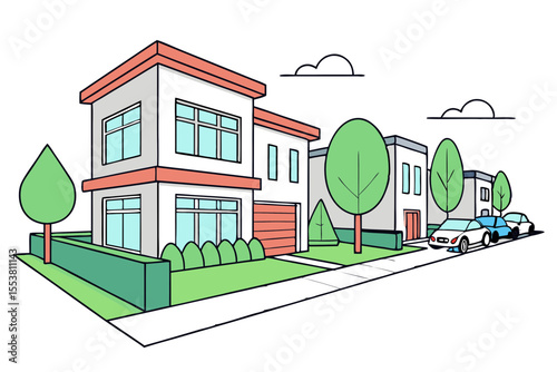 Modern Neighborhood Houses Front View Design