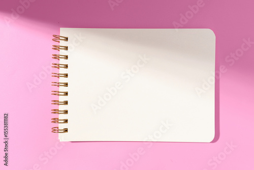 Blank white paper notebook Isolated on pink background. Template mock up