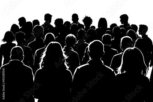 Crowd Silhouette People Seen from Behind Vector