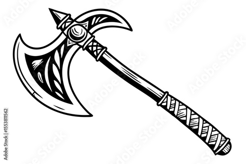 Viking Axe Silhouette Illustration Minimalist