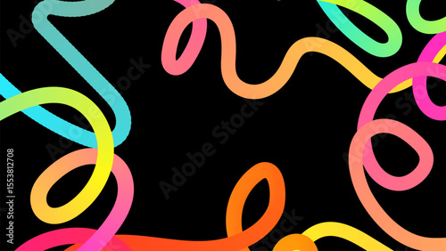 Set of vector graphic elements. Abstract shapes with smooth wavy lines, bright colors and gradient transitions.
