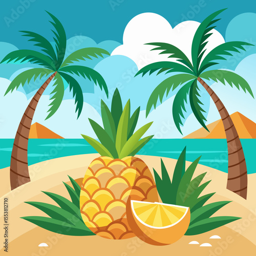 tropical island with palm trees and tropical island