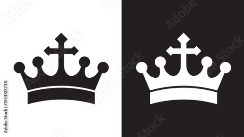 Elegant Black And White Crown Icons Royalty Symbol Vector Illustration Graphic Design For Print And Digital Media Projects