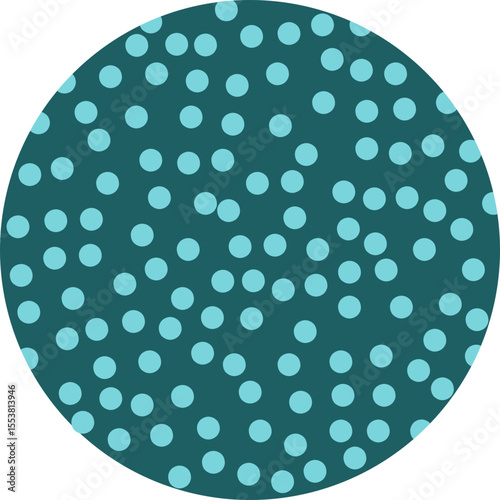 Circular form composed of uniformly thick dots drawn by hand in loose formation.