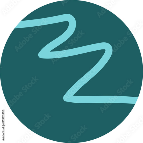 Curving and scribbled thick lines form a wave-style composition within a circular format.