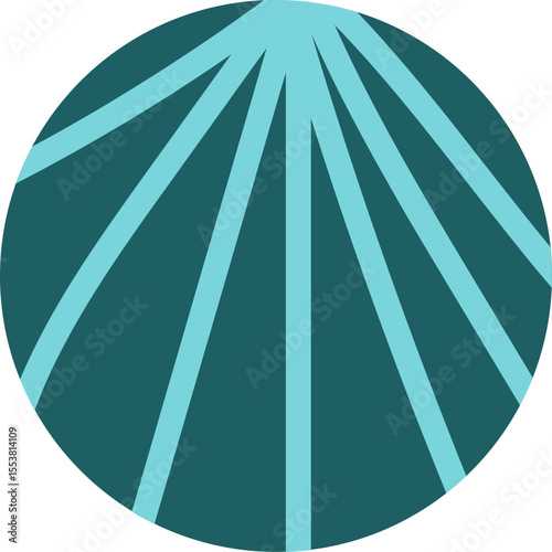 Circular background with hand-drawn straight lines radiating outward forming rays from the center.
