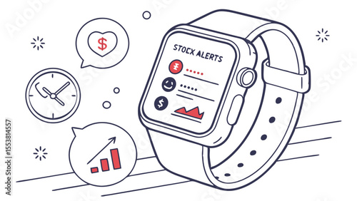 Smartwatch Displaying Business Reminders  Stock Al