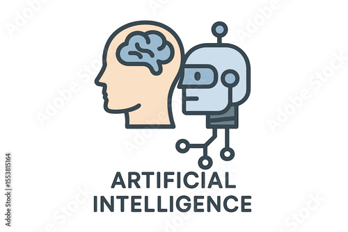 The phrase ‘Man Robot Brain  Logo vector Automation’ is given