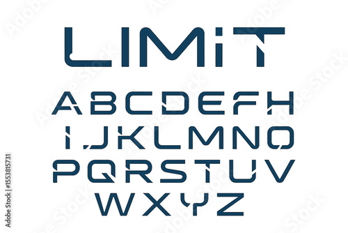 Limit represents a futuristic font style, characterized by abstract technology and digital space elements in vector illustration design