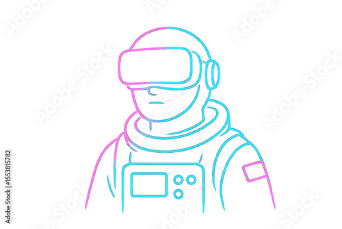 A banner depicting a VR headset with neon lights represents a futuristic tech concept, alongside an astronaut wearing virtual reality glasses on a black background, symbolizing VR games, all