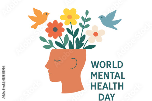 human head with flowers