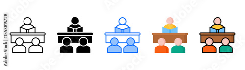Pedagogy icon set with multiple style collection