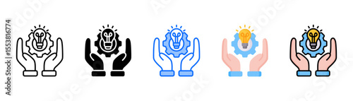 Proficiency icon set with multiple style collection