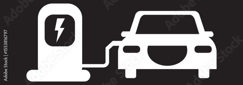 Electric car charging station ev recharge point icon