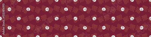Polka dot blockprint seamless vector border. Neutral unisex whimsical style for washi tape, edging and handmade print texture. spotty vintage Ribbon. 