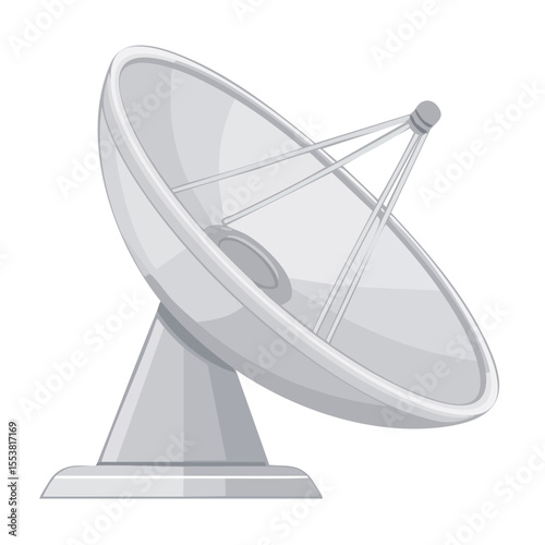 Satellite Dish Antenna Communication Technology Broadcast Signal Transmission Telecommunication Network Global Media Space Exploration Science Modern Illustration