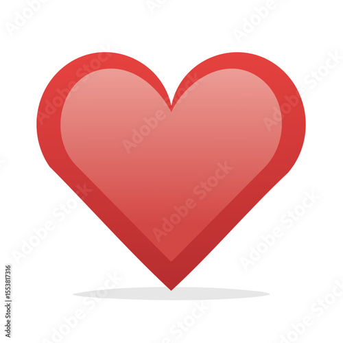 Red heart shape symbol with shadow on dark background concept of love emotion feelings and romance for graphic resources and design elements