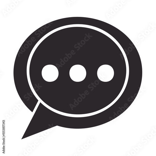 Thought bubble with ellipses indicating typing or loading, simple black and white graphic