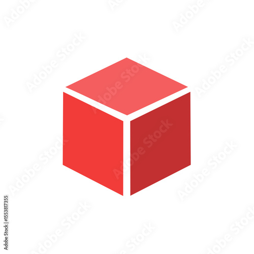 Abstract red cube on black background simple three dimensional geometric shape clean graphic design for modern digital illustrations